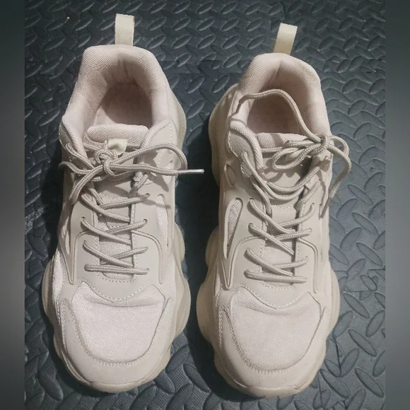 Men Beige Chunky Platform Sneakers - Picture 2 of 12
